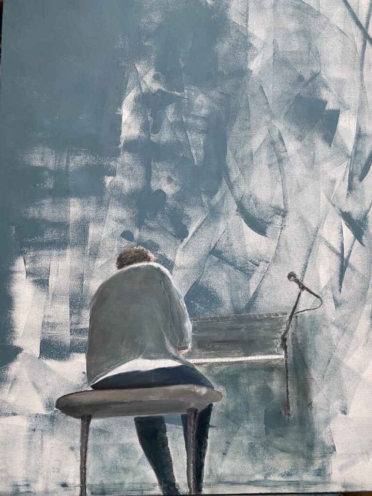 Piano Man, oil/acrylic painting by Axel van Ickx